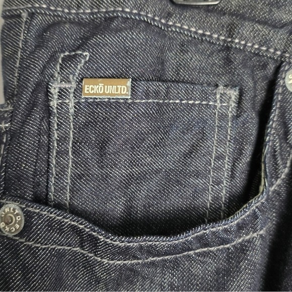 Vintage Marc Ecko Unltd Mens Jeans Baggy Fit 42×31 Dark Wash Denim Cyber Y2K NWT - Picture 2 of 11